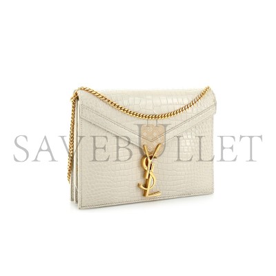 YSL CASSANDRA EMBOSSED CLASP BAG WHITE 532750 (22*16.5*5.5cm)